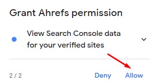 grant permission to ahrefs to view data of verified sites