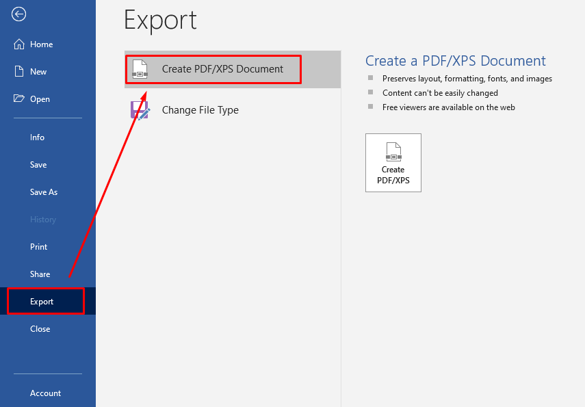 export infographic from Microsoft Word