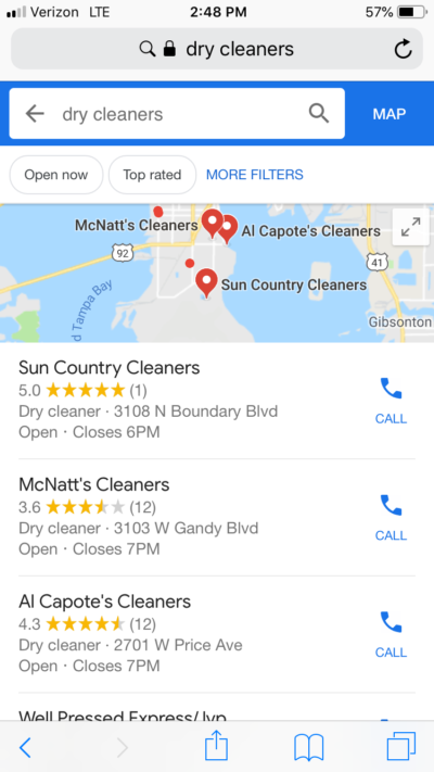 local seo google my business results