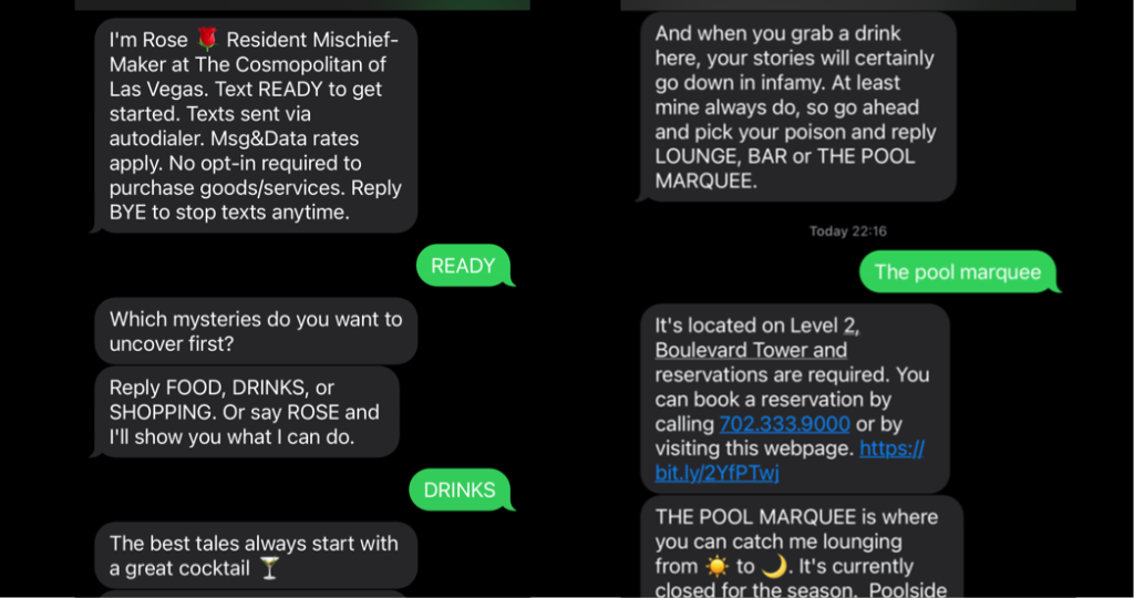 Rose hotel chatbot example