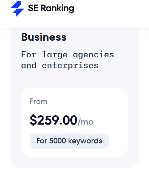 SE Ranking SEO API Available with a Business subscription only