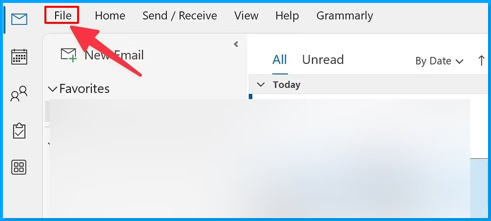 click on File in the top left corner of Outlook