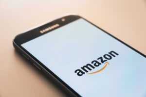 Amazon logo showing on mobile device